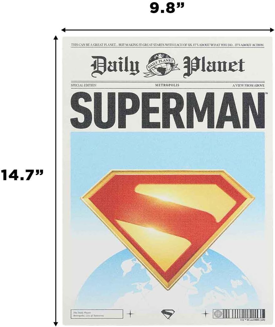 Open Road Brands DC Comics Superman Daily Planet Wood Wall Decor - Classic Superman Newspaper Wall Art for Home or Office