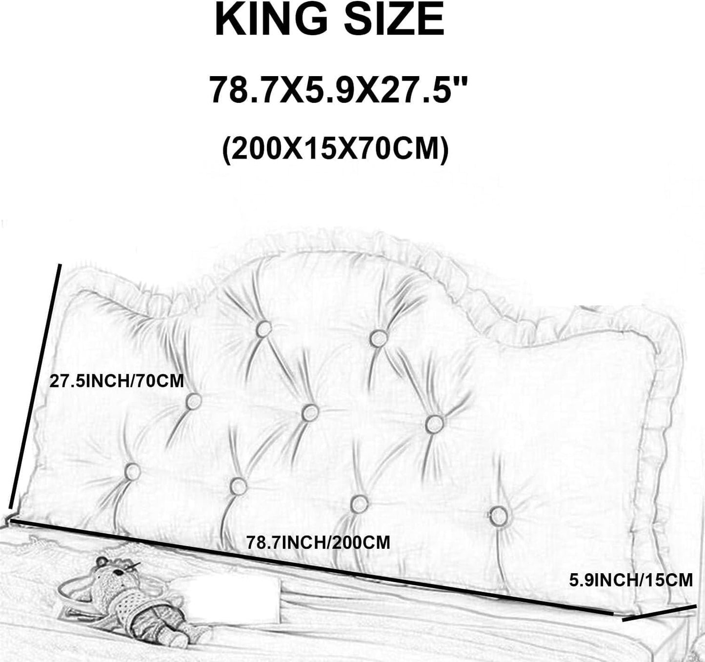 Large Headboard Pillow Bed Rest Wedge Pillow Lace Reading Pillow for Headboard Backrest Bolster Positioning Support Day Bed Bolster with Removable Cover(Size:79"/200cm,Color:C)