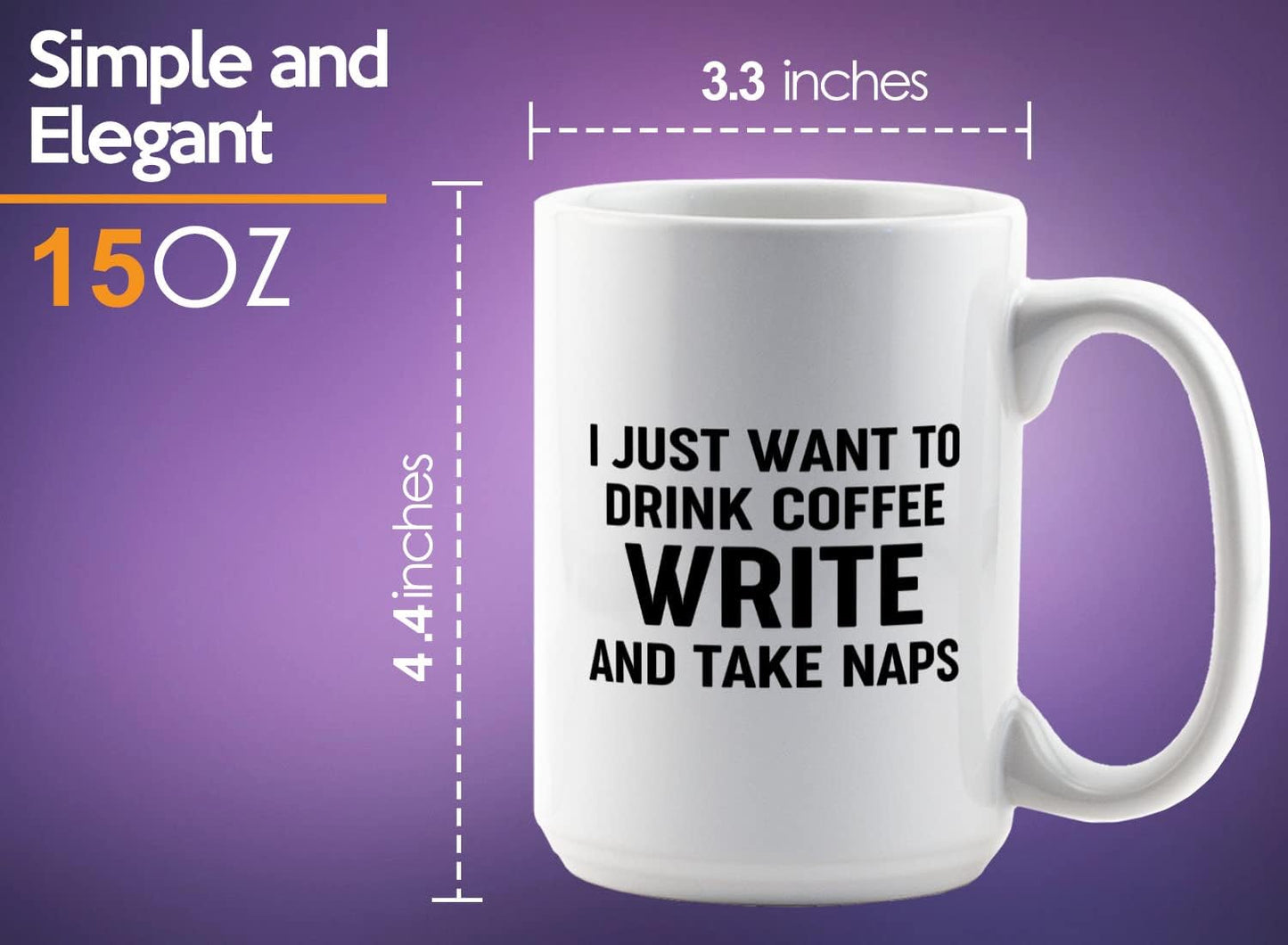 Journalist Coffee Mug 15oz White -Coffee Write Naps - Reading Lover Book Club Gift Author Appreciation Writer Journalism Novelist Scriptwriter