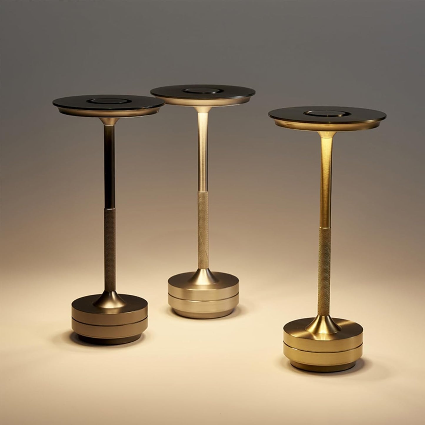 Cordless Rechargeable LED Table Lamp, 11.5 inches Modern Portable Desk Lamps 3 Colors Adjustable Brightness, 2600 mAh Battery Powered Table Light for Bar Restaurant Dining Golden 2Pcs