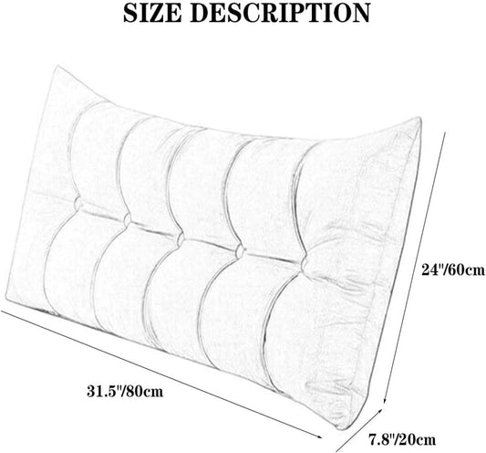 Solid Color Positioning Support Pillow for Reading in Bed,Bolster Lumbar Pillow,Wedge Headboard Pillow with Removable Cover(Size:80x20x60cm(31.5x7.8x23.6),Color:C)