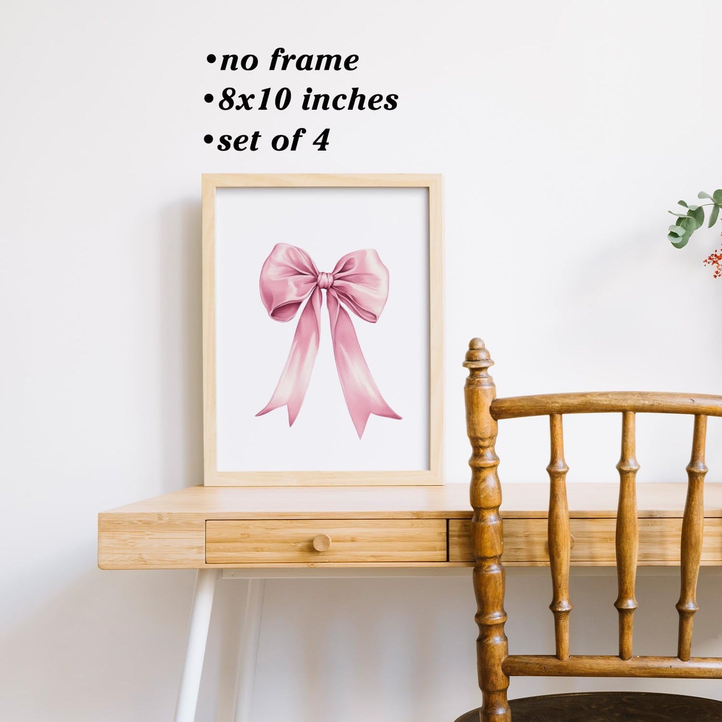 Boat Wades Coquette Pink Bow Unframed Wall Art Prints - Book Lover Reading Posters for Room Decor - Preppy Home Bedroom Classroom Library Wall Decor 8x10 Set of 4