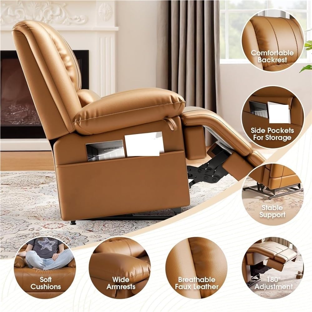 Dual Motor Electric Power Lift Recliner Chair with Massage and Heat USB Ports Remote Control Infinite Position Adjustable Sofa for Elderly Comfortable Living Room and Bedroom Seating