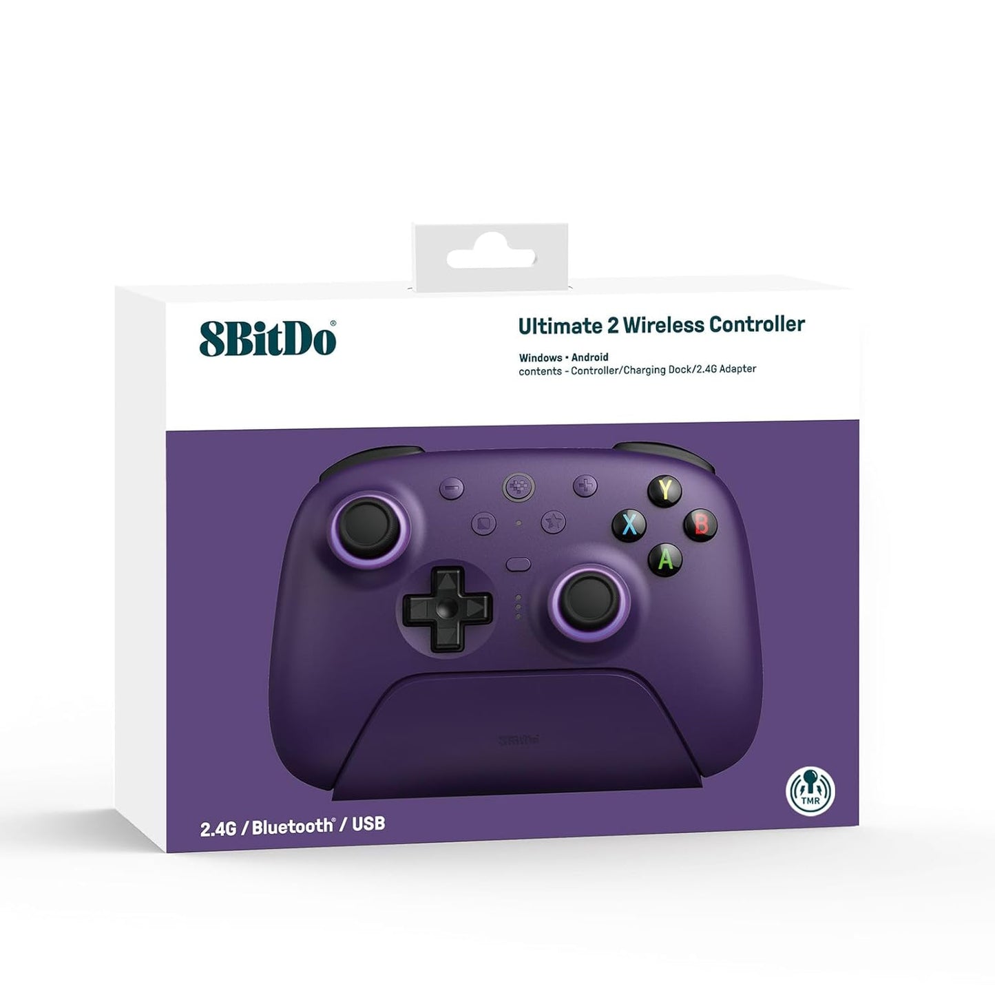 8BitDo Ultimate 2 Wireless Controller for Windows PC, Apple, Steam & Android, Gaming Controller with TMR Joysticks, Hall/Tactile Triggers, Motion Control, RGB Fire Ring, 1000Hz Polling Rate, Purple