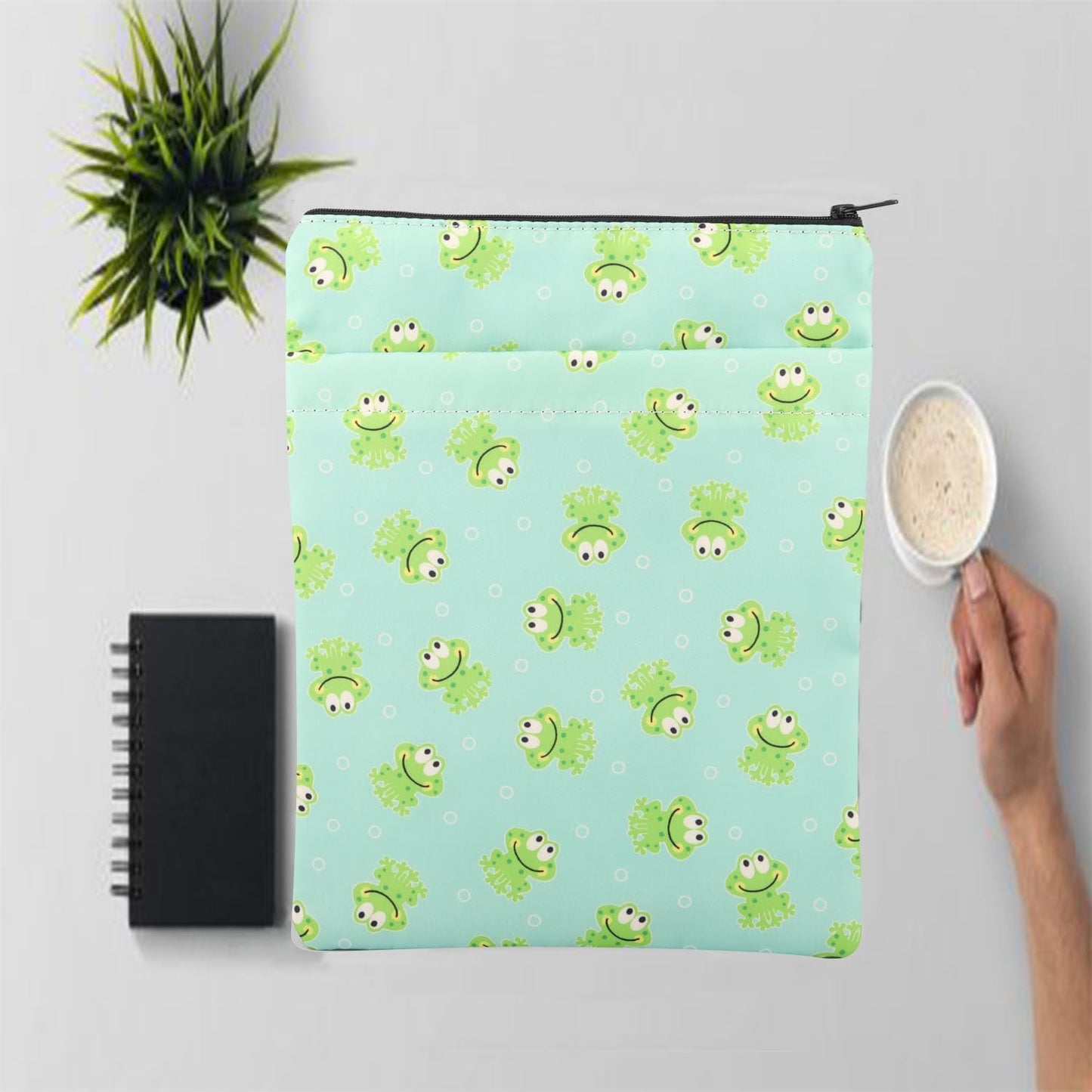 MAOFAED Frog Book Sleeve Froggy Book Cover Animal Lover Gift Frog Lovers Gift for Women Mother (Frog BSL)
