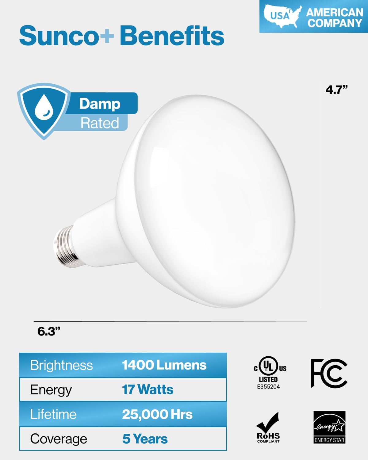Sunco 6 Pack BR40 LED Light Bulbs, Indoor Flood Lights, Recessed Can Light Bulb, 1400 LM, 17W (100W Equivalent), 2700K Soft White, Dimmable, E26 Base, for Home, Bedroom, Kitchen UL