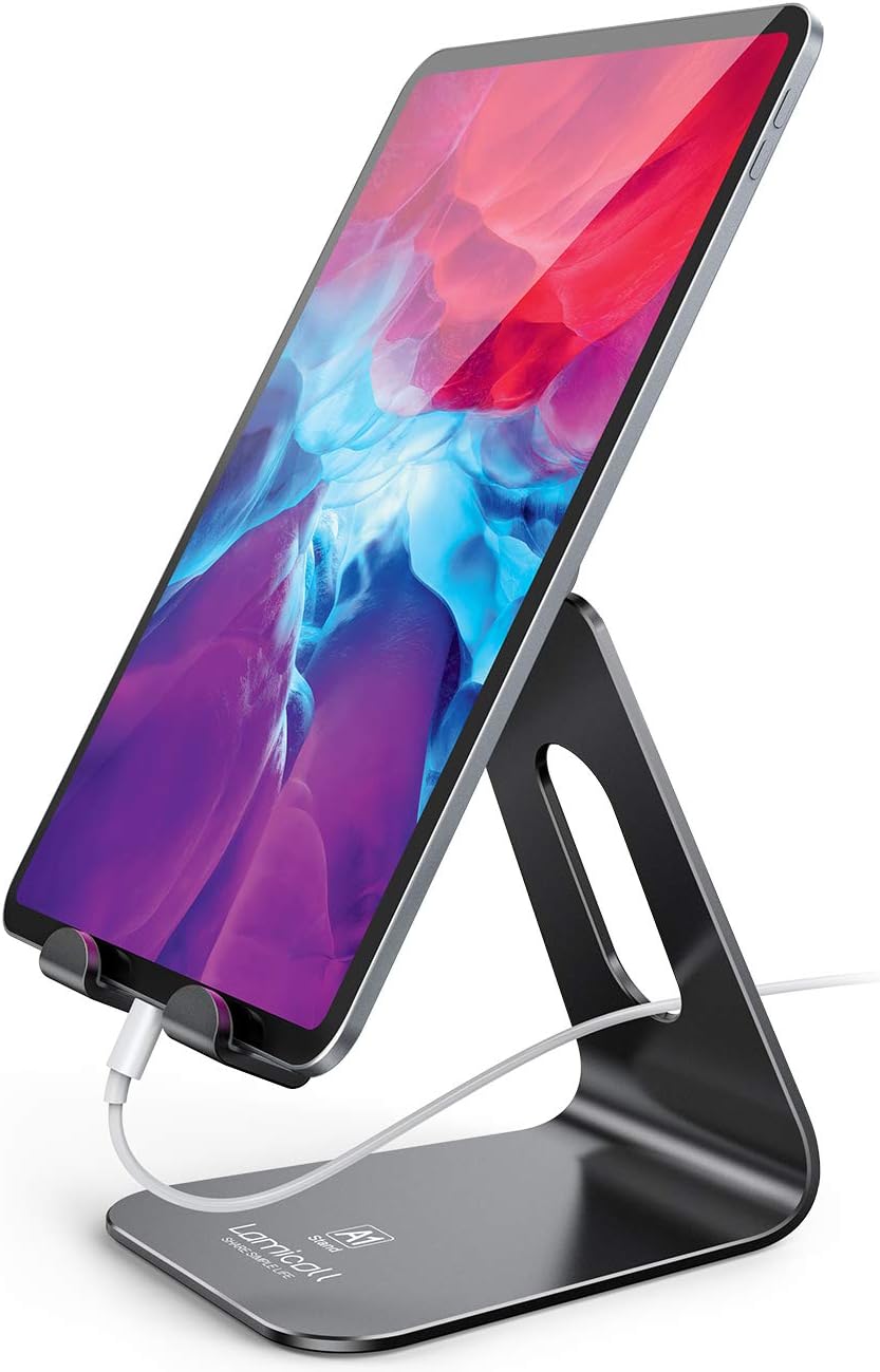 Lamicall Tablet Stand, Tablet Holder for Desk - Multi-Angle Adjustable Tablet Desktop Dock Gifts, Compatible with iPad Pro 11, 12.9, Air, Mini, Fire HD, Galaxy Tab, and Other 4-13" Tablets, Black