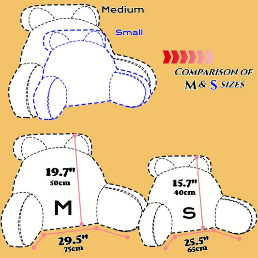 Sexysamba Bed Rest Reading Pillow - Kawaii Soft Lumbar Pillows Rest Cushion with Washable Cover, Bedrest Pillow with Arms for Sitting in Bed, Relaxing, Watching TV, Gaming, Cars - Grey Cat,Medium