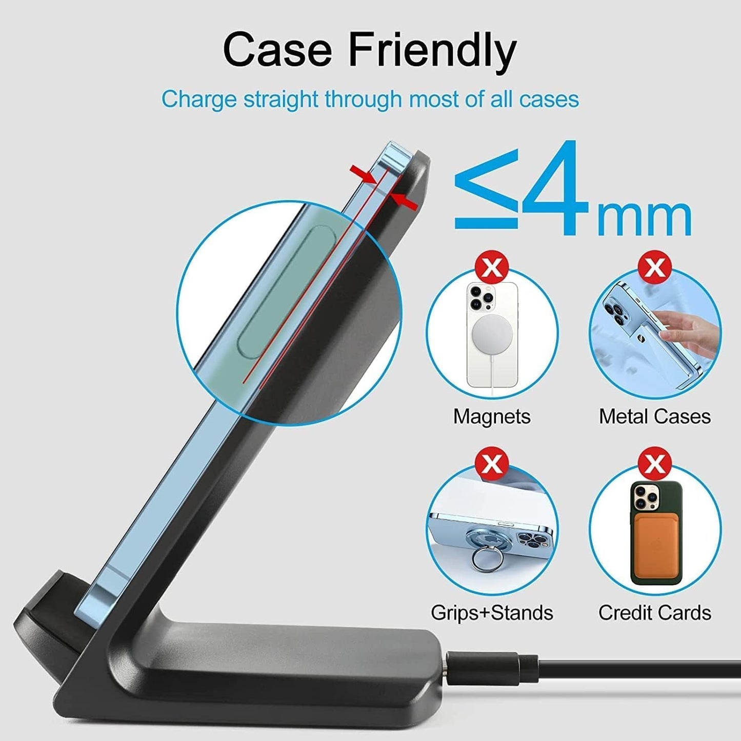 Wireless Charger for Samsung Galaxy S26 | S25 | S24+ | S24 Ultra | S23 | S22 | S21 | S20 FE | S10 | S10e | S9 Plus | S8 | Note 20 | 10 | 9 | 8 | Z Flip Fold 5 4 3 Qi-Certified 10w Fast Charging Stand