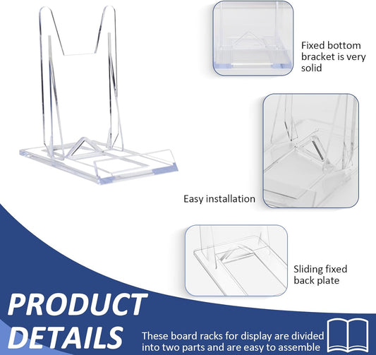 10 Sets Book Display Stand, Adjustable Plate stand for display, Acrylic Book Stand, Clear Book Holder for Pictures, CD, Magazine, Post Card Album Holder for Home Office Decor (10 Pcs)