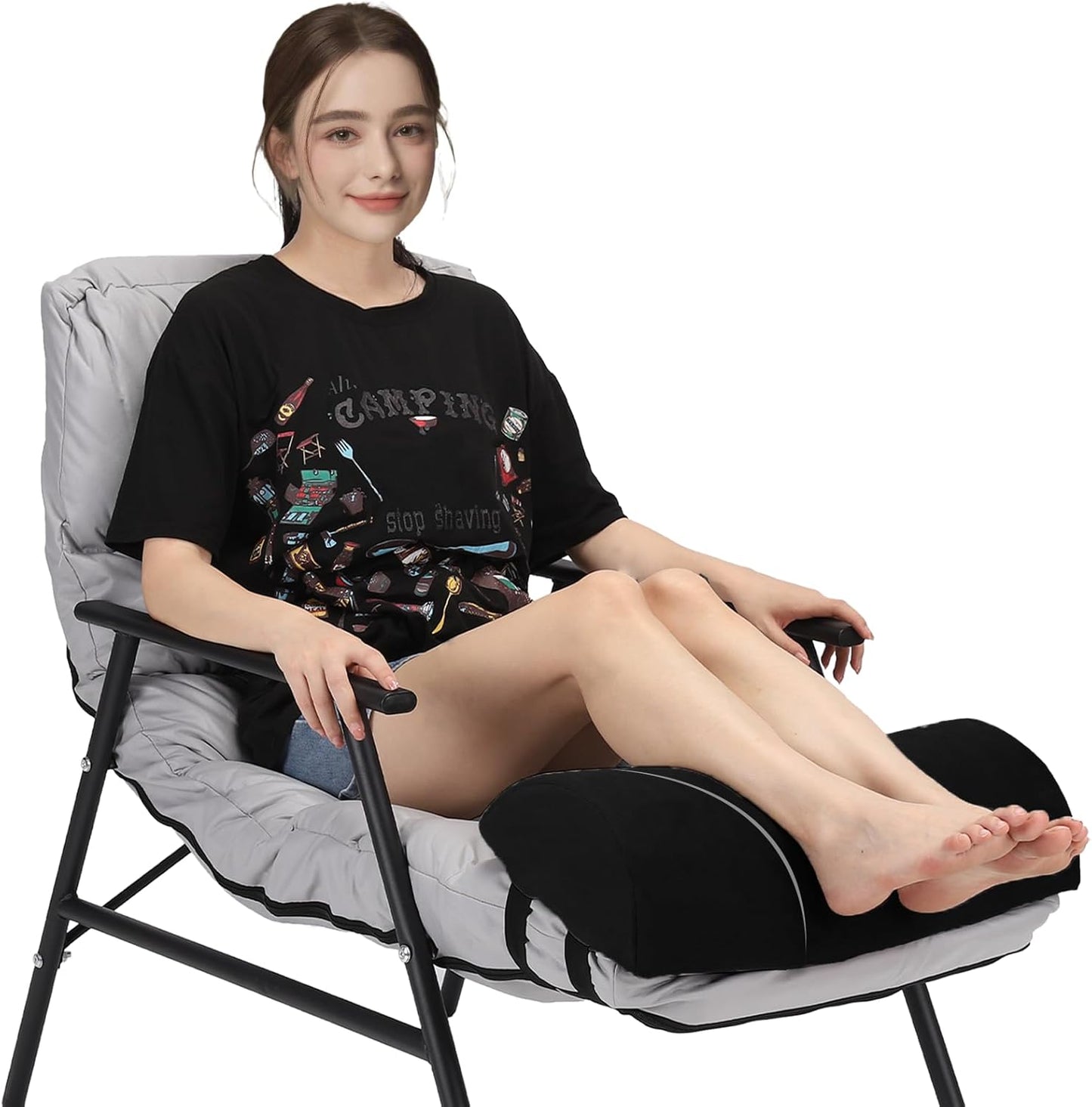 Recliner Foot Pillow High Resilience Foam - Leg Pillow for Sleeping Soft and Supportive Half Moon Bolster Pillow Recliner Pillows for Headrest Back Lumbar Support and reducing heel pressure (Black)