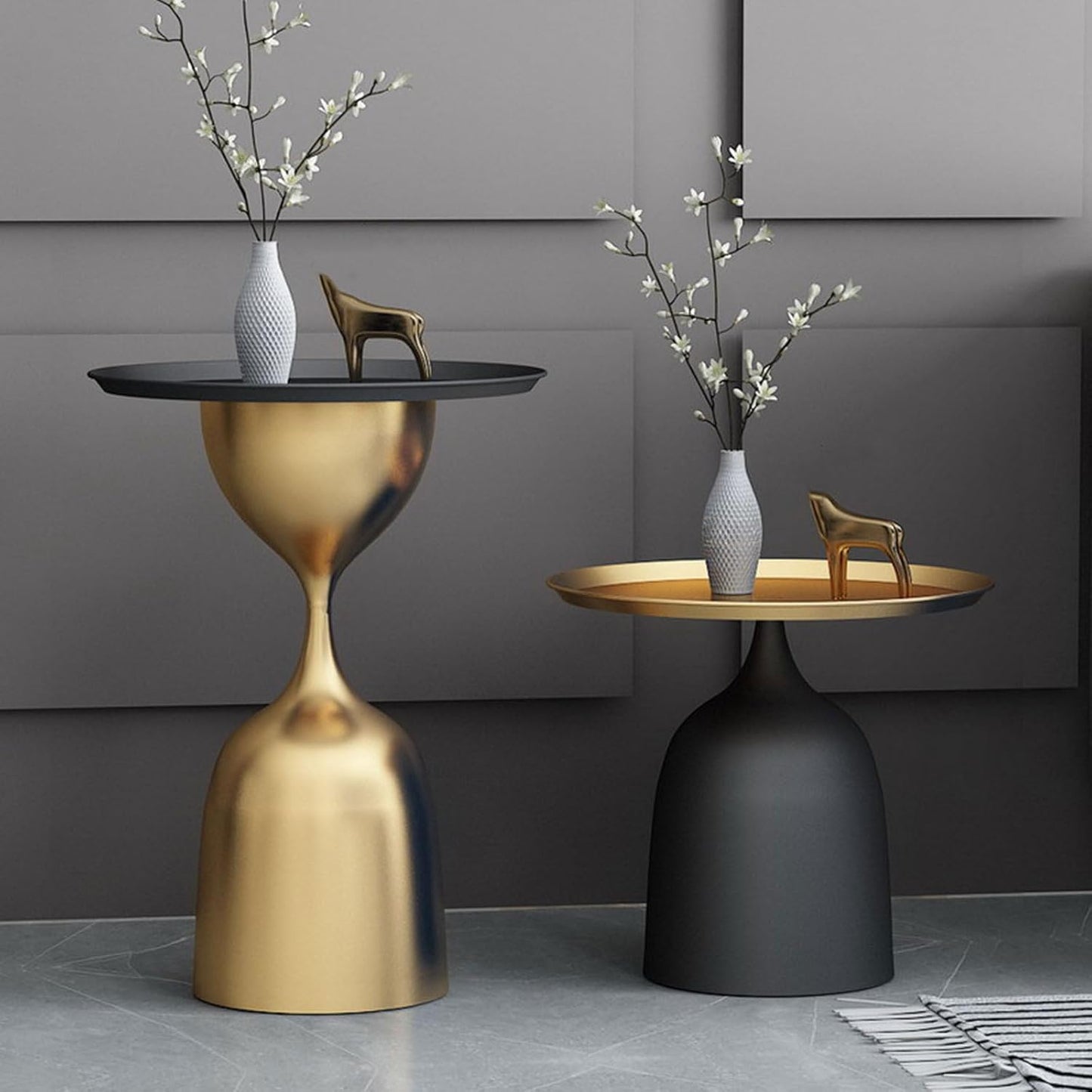 Side Table Small Round, Accent End Table Minimalist Metal Circle Pedestal, Unique Bedside Table, for Bedroom or End Table Living Room