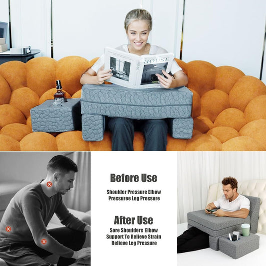 Bespilow Extra Large Reading & Gaming Pillow with Coaster - Adjustable Lap Desk for Reading, Gaming, Working & Writing, Arm Rest for Adults on Bed/Sofa/Floor/Couch, Ideal for Switch Gaming