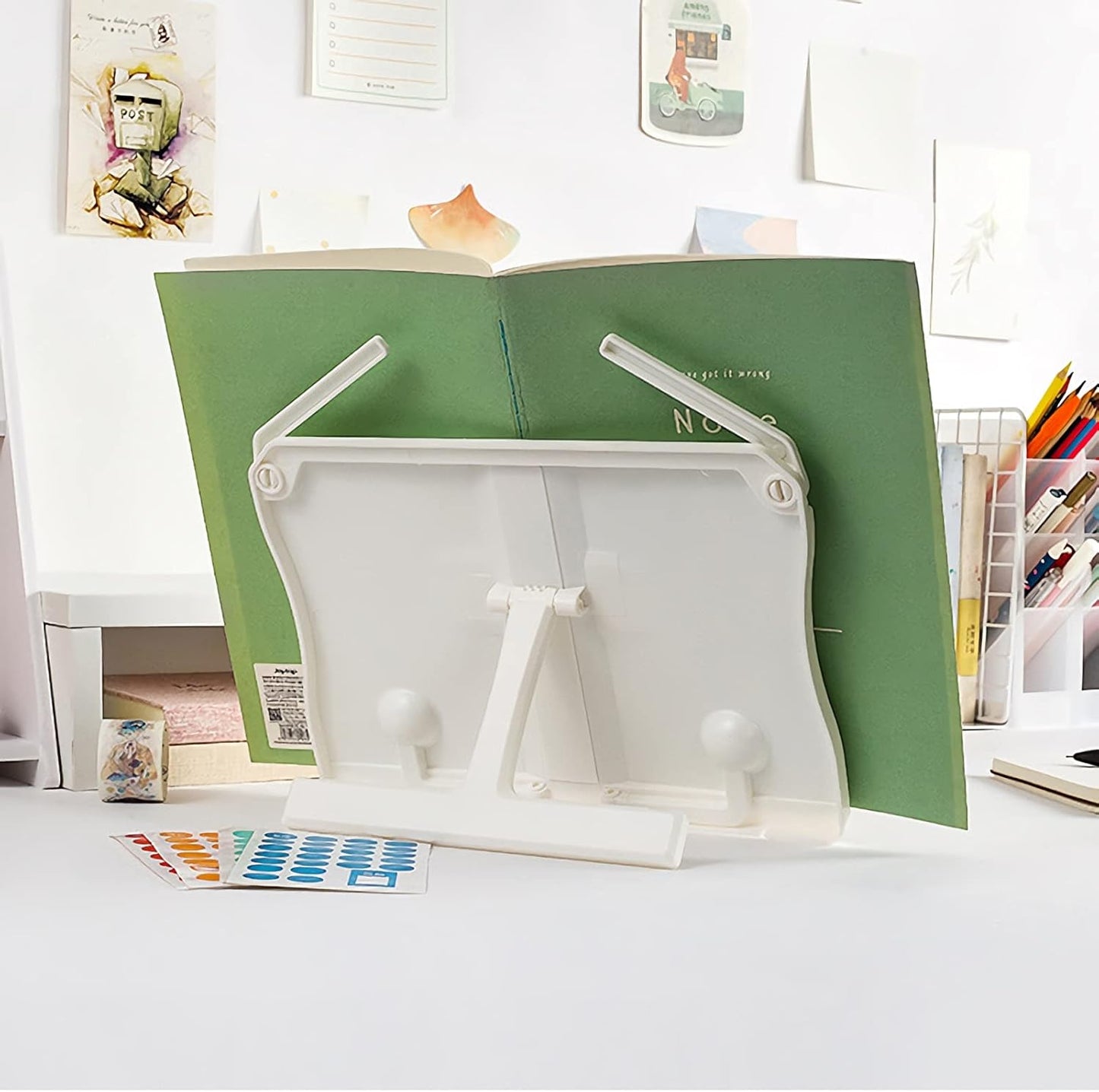 Book Stands and Holders for Reading Desktop Sturdy Bookstand for Textbooks, Tablet, 10 x 8 inch Reading Portable Folding Multipurpose Book Music Sheet Stand Holder for Kitchen and Office (Black )
