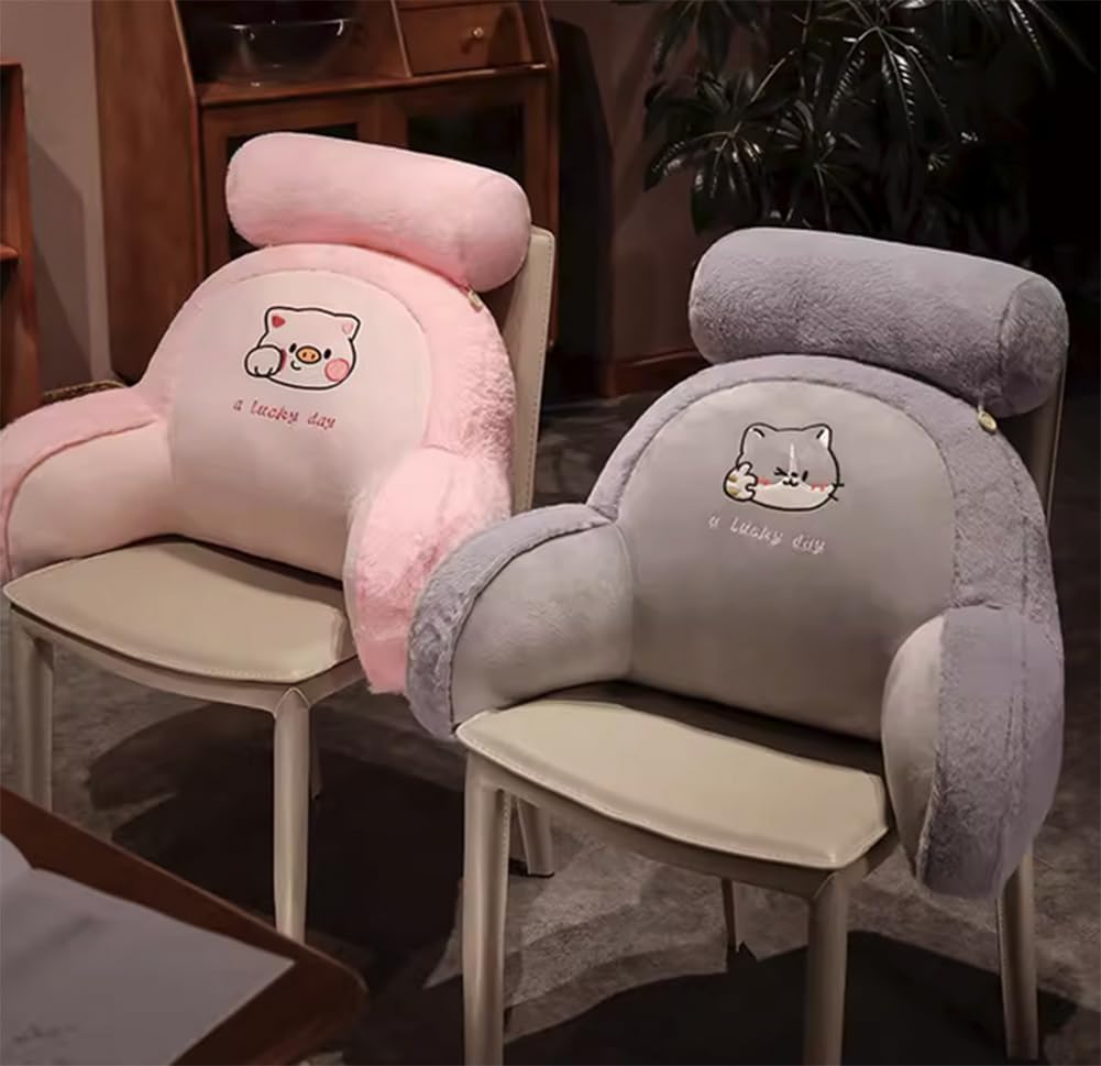 Tingting's Dream Cute Bed Rest Reading Pillow Office Chair Lumbar Support Pillow Sofa Rest Back Cushions Sleeping Neck Bolster Cushion (Pink, 60×45×20CM/23.6"×17.7"×7.87")
