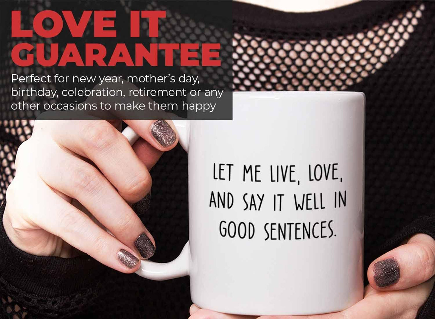 Bubble Hugs Writer Coffee Mug 11oz White - Let me lve, love, and say it well in good sentences. - Reading Book Lover for Bookworm Bibliophile Librarians Author Readers Bookish