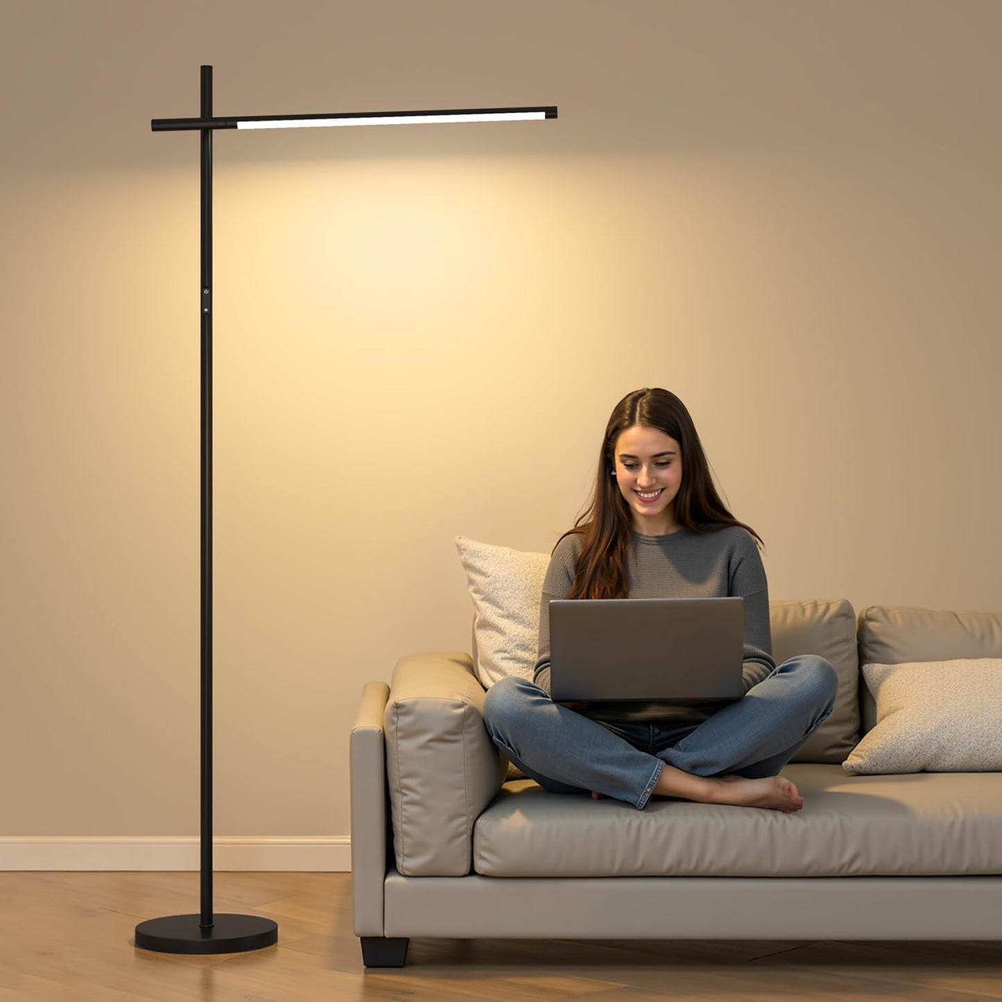 LED Corner Floor Lamp, 360°Rotating Head, Super Bright 1800LM Dimmable Minimalist Floor Lamps with Remote Control,3000K-6000K Modern Corner Light,67" Tall Standing Lamp for Living Room,Bedroom,Office