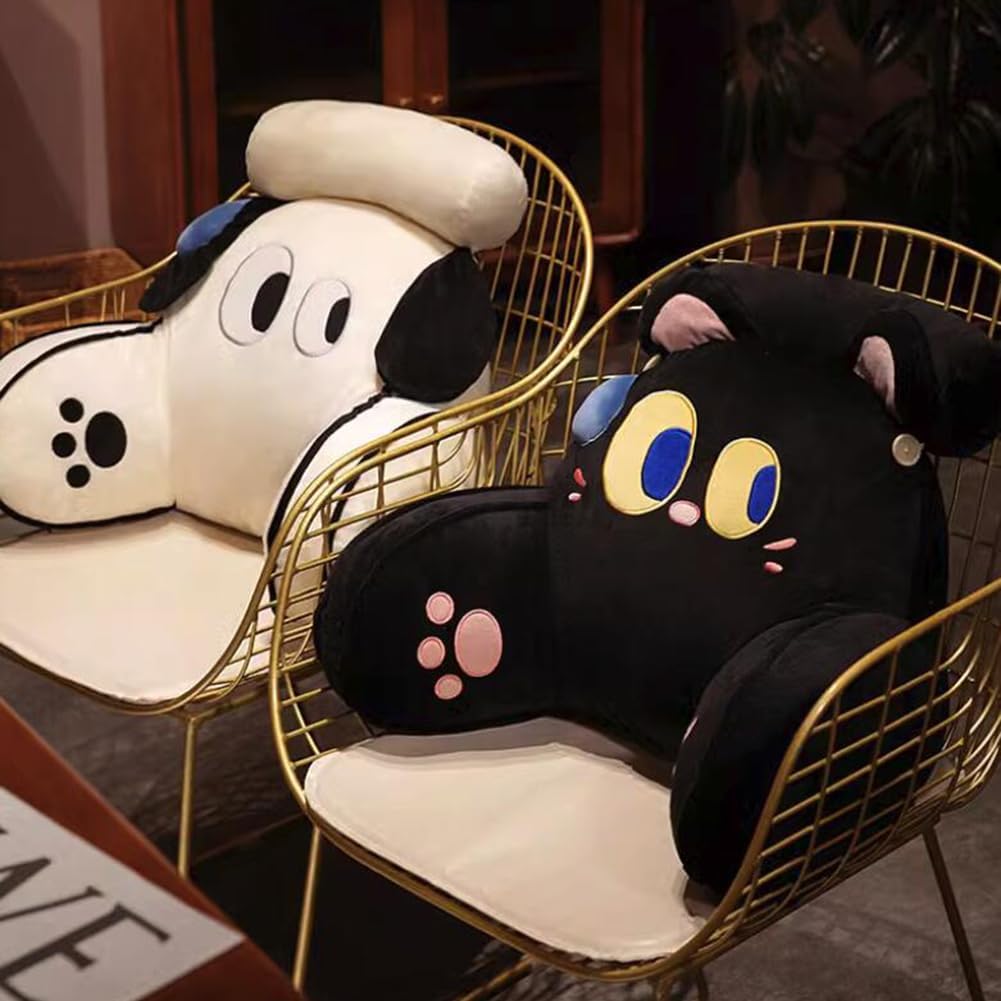 Cartoon Bed Backrest Pillow Sofa Sleeping Ergonomic Lumbar Pillow Chair Waist Cushion Soft Bed Rest Reading Pillow (Black, 65×40cm/25.59"×15.7")