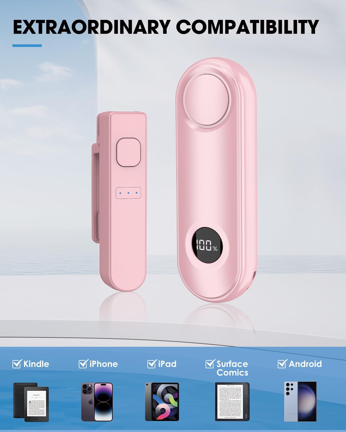 Remote Page Turner for Kindle Reading Accessories, Clicke for iPad iPhone Android Tablets E-Book Reading Noels, Camera Remote Shutter Selfie Controller, Pink