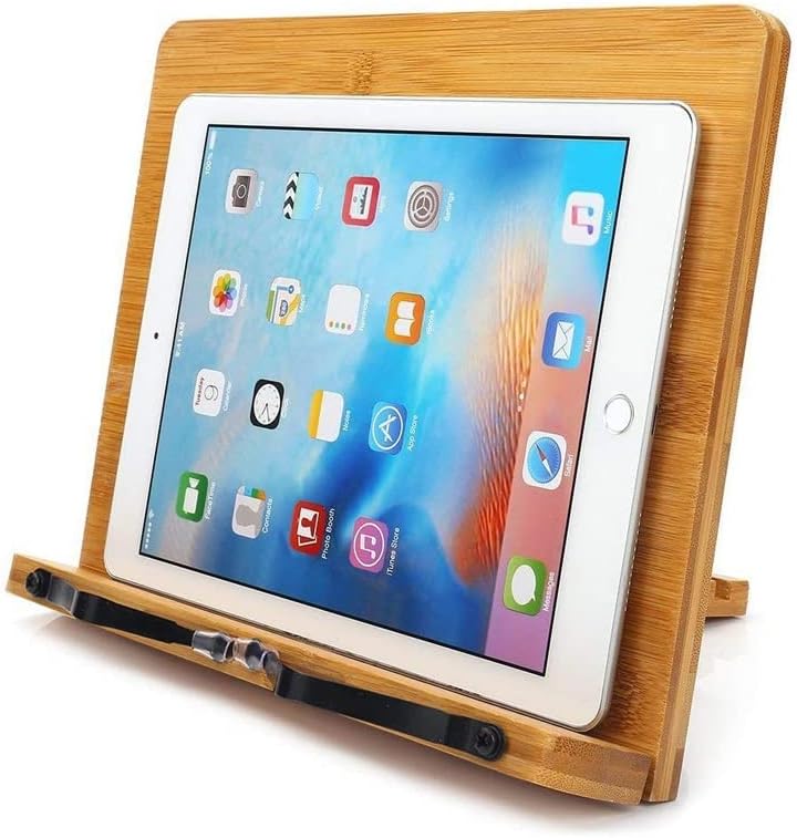 Portable Adjustable Book Holder Tray and Page Paper Clips-Cookbook Reading Desk Sturdy Bookstand-Textbooks Lightweight Bookstand