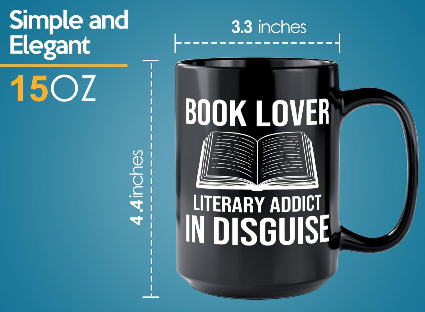 Book Lover Coffee Mug 15oz Black -Book Lover Literary - Bookworm Literature Library Book Lover Reader Booked Editor Intellectual Studious