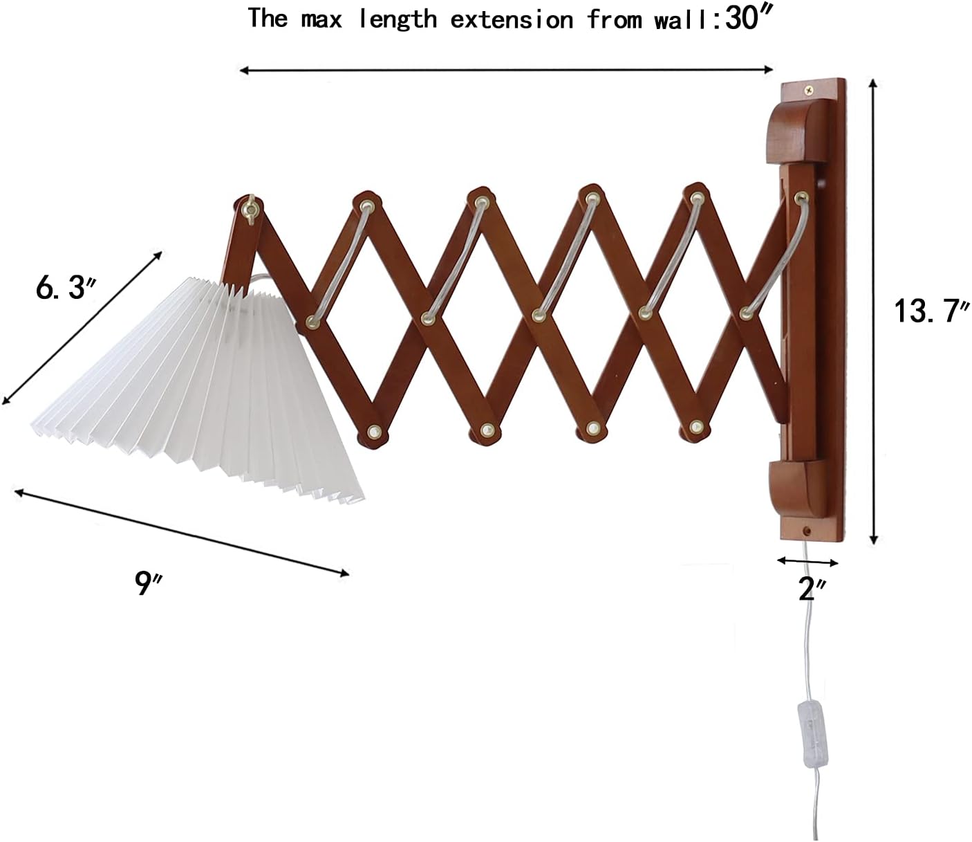 Plug in Mounted Wall Sconce, Swing Arm Wall Lamp for Bedroom, Living Room, Bedside Reading Light Fixtures with On/Off Switch ,E26 Bulb Excluded (Brown)
