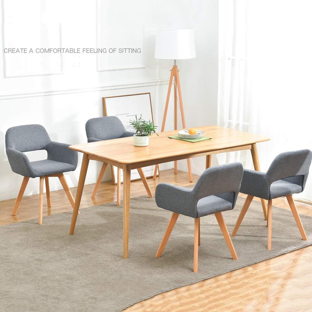 Comfortable Chair Nordic Dining Chairs,Mid-Century Modern Cotton Linen Upholstered Lounge Chair Makeup Stool,Accent Arm Chairs with Solid Wood Legs,for Restaurant/Pub/Cafe/Living Room/Hotel/Kitchen