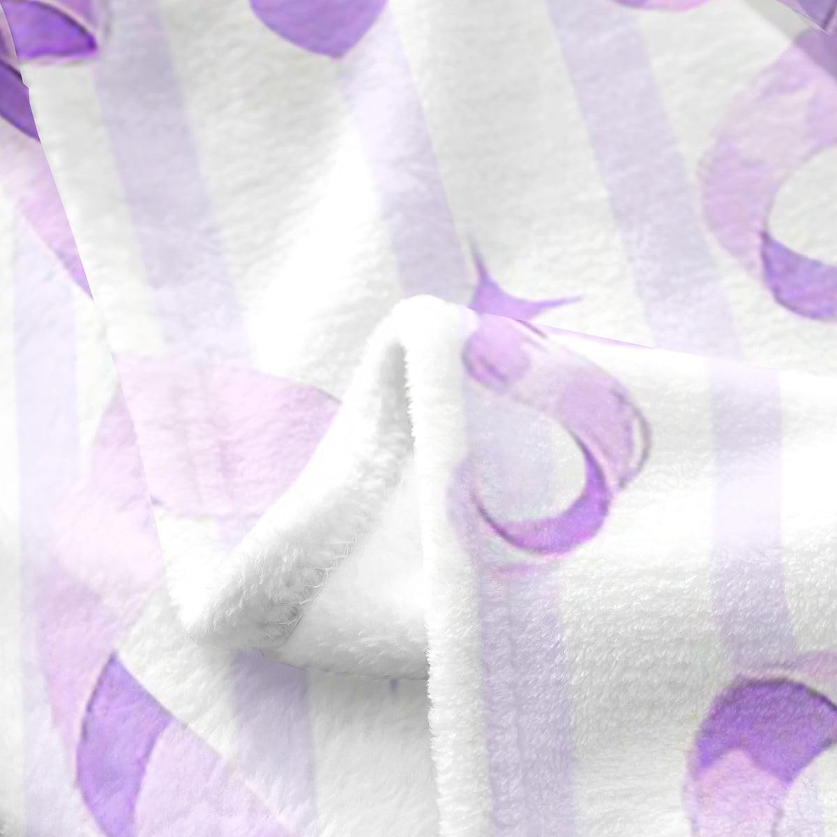 Feelyou Purple Bow Flannel Blanket Plush Fuzzy Cute Ribbon Bowknot Fleece Throw Blanket for Boys Girls Coquette Plush Sofa Throw Aesthetic Twin 60"x80" Stripe Heart Pattern for Bed Couch Chair