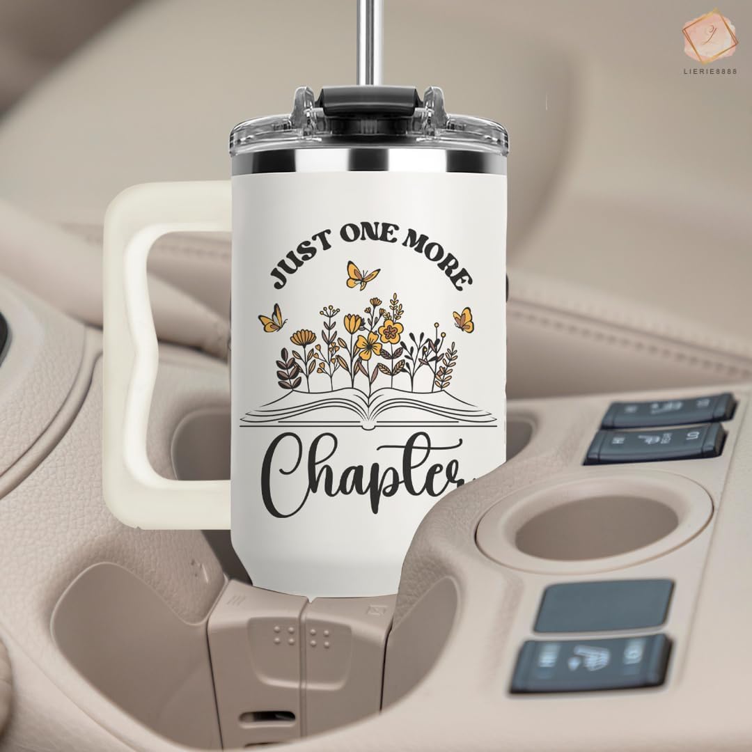 Christmas Gifts for Book Lover - Just One More Chapter Tumbler 40Oz, Book Lover Gifts for Women, Gift for Readers Women, Bookish Cups, Reading Tumbler, One More Chapter Mug, Books Cups
