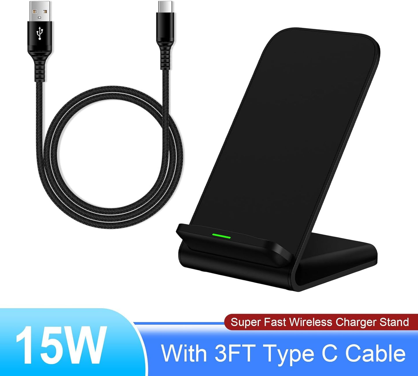 Samsung Wireless Charger Fast Charging Stand Wireless Android Desk Phone Charger Stand for Samsung Galaxy S26 S25 S24 Ultra S24 S23 FE S22 S21 S20 S10 S9 S8,iPhone 15 Pro Max Plus 14 13 12,Pixel 8 7