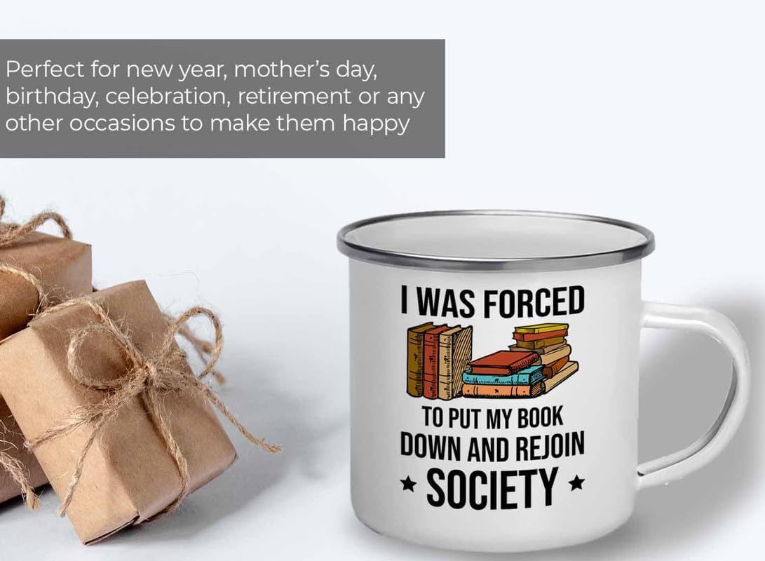 Reading Bookworm Camper Mug 12oz - My Book Down And Rejoin Society - Reading Reader Book Worm I Know Things Book Addict Book Lover Bookish Novelist Librarian Writer