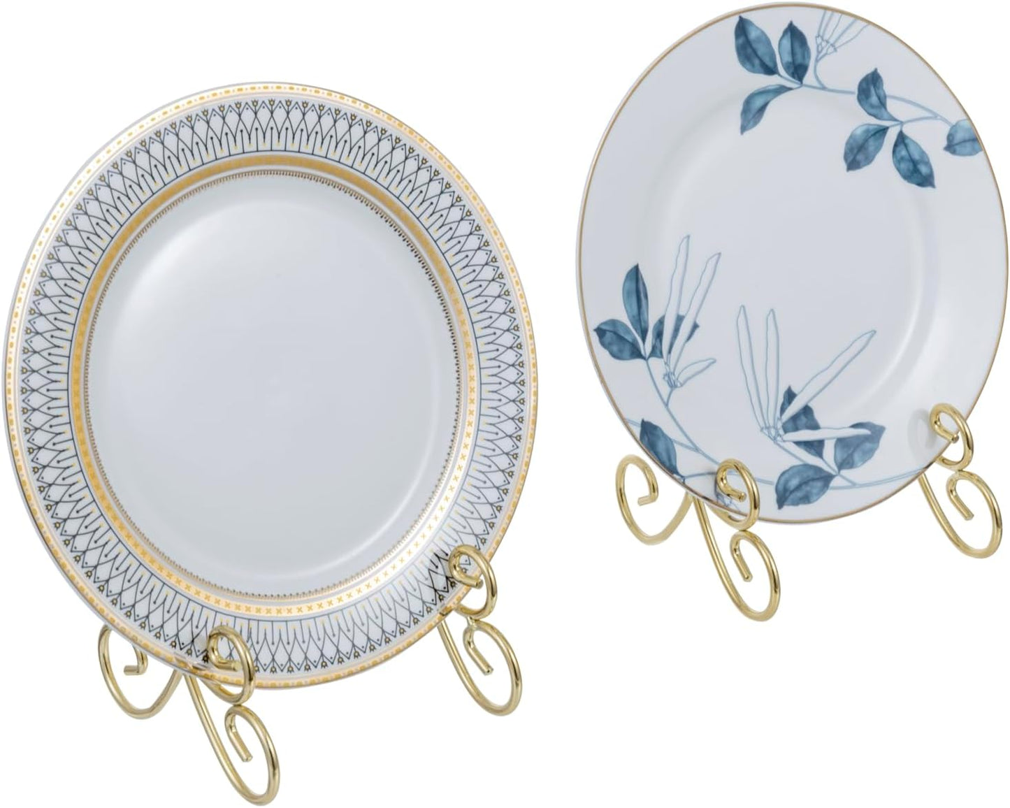 MyGift Brass Plate Stands for Display Set of 2 - Vintage Scrollwork Tabletop Display Easel Holders for 8–11 Inch Plates, Picture Frames, Books, or Art, Decorative Easel Stands