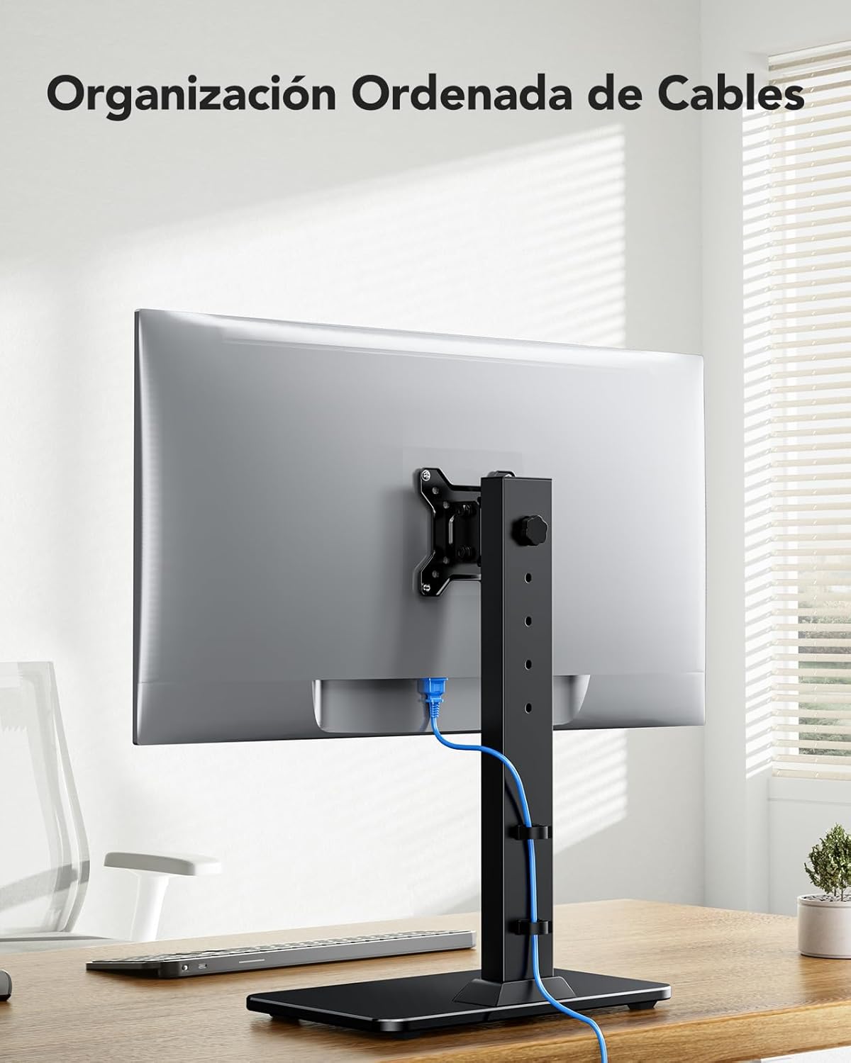 HUANUO Monitor Stand, Freestanding VESA Mount for 13 to 34 Inch Screens, Holds up to 44lbs, 5 Height Options, Swivel Desk Stand Riser With 360 Rotation, VESA 75x75mm/100x100mm