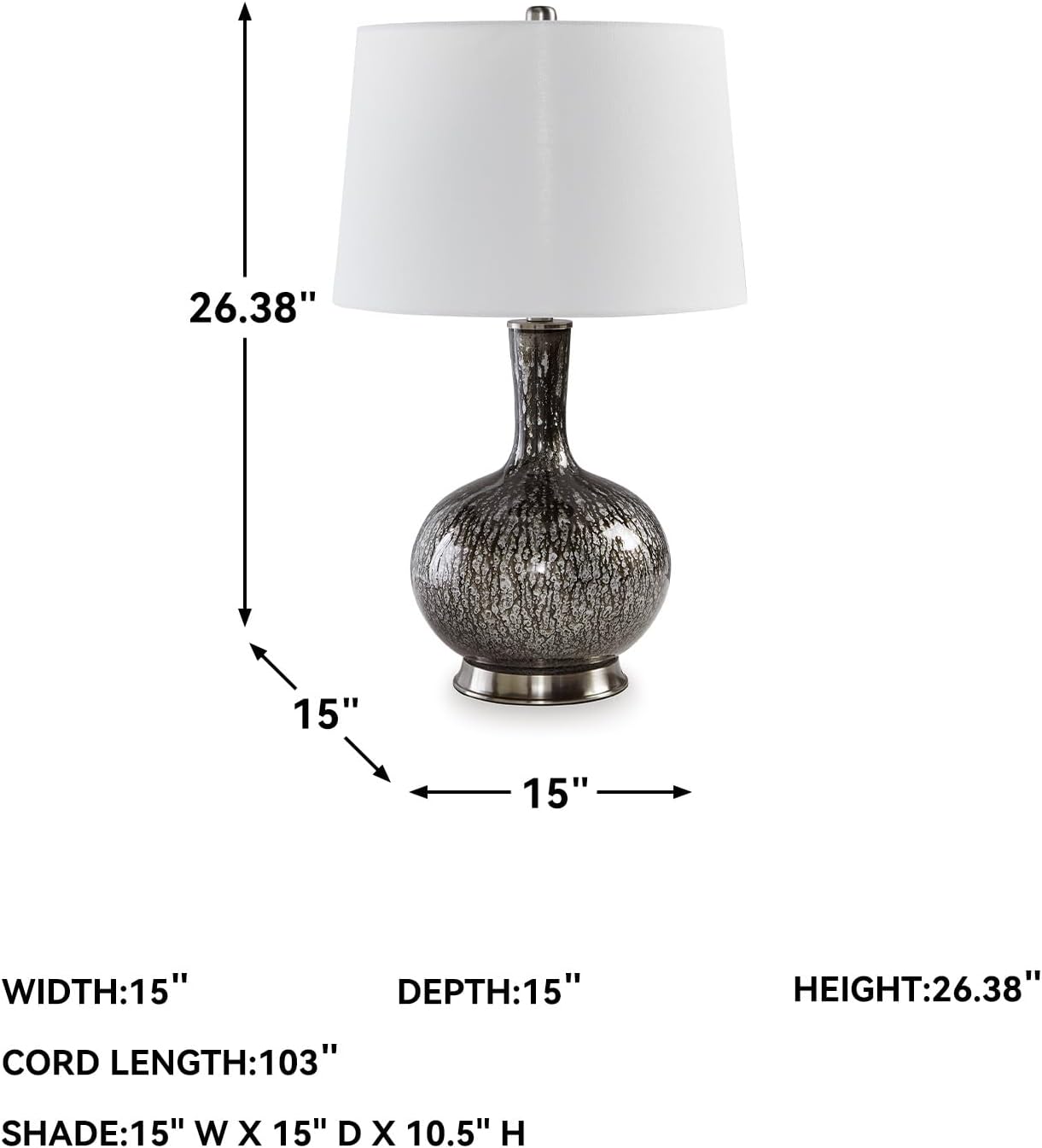 Signature Design by Ashley Tenslow Traditional 26.25 Inch Glass Table Lamp, Antique Black