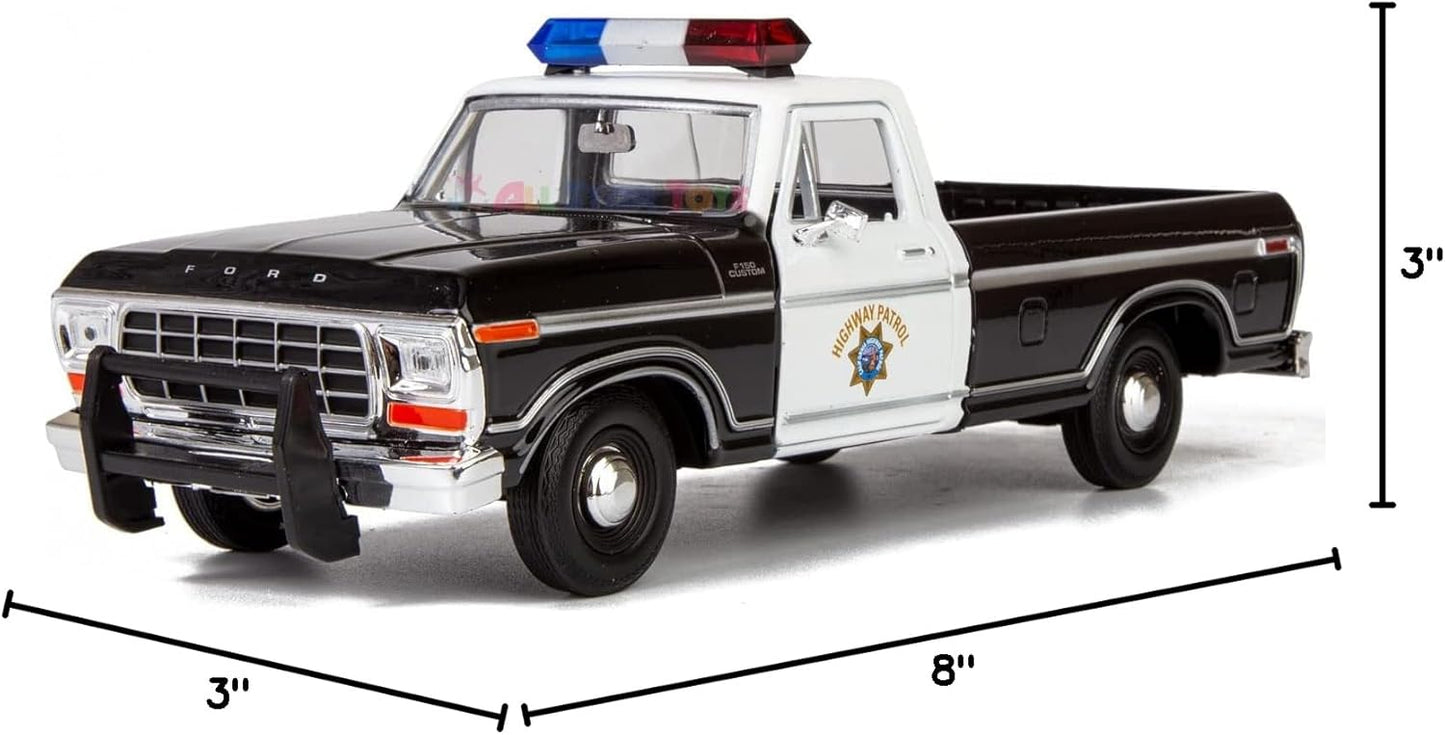 Motormax All Star Toys Exclusive 1979 F-150 California Highway Patrol CHP Police Pickup Truck 1:24 Diecast Law Enforcement Model Car 76987