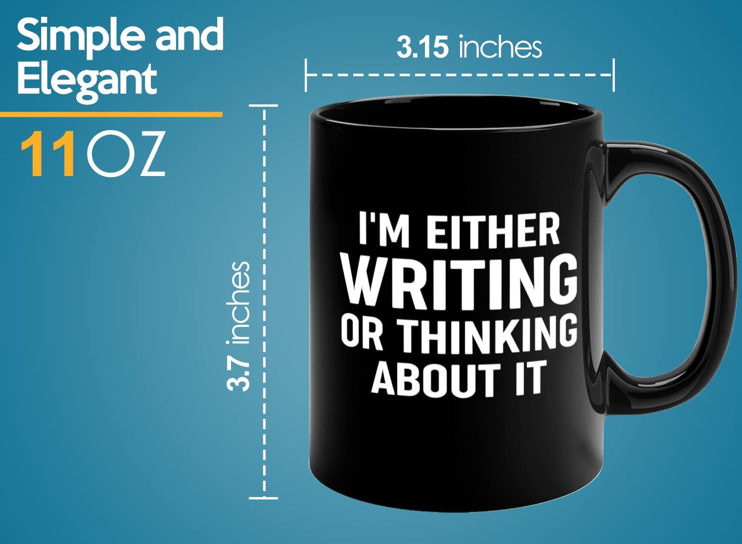 Journalist Coffee Mug 11oz Black -Writing or Thinking - Reading Lover Book Club Gift Author Appreciation Writer Journalism Novelist Scriptwriter