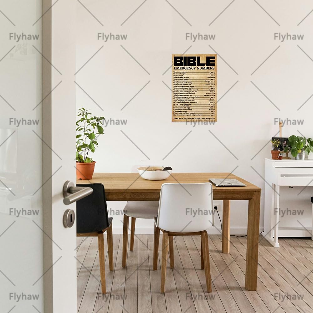 Bible Emergency Numbers Christian Wall Decor Metal Tin Sign Bible Inspirational Wall Art Tin Poster Christian Gift Bible Posters For Living Room Decor Office Decor Church or Room 8x12 Inch