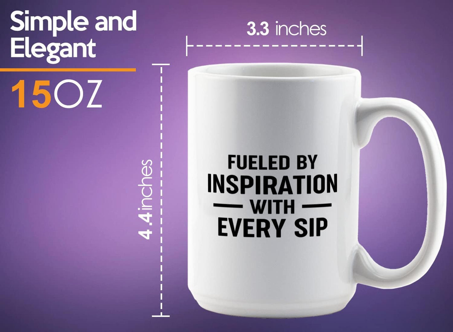 Journalist Coffee Mug 15oz White -Fueled by Inspiration - Reading Lover Book Club Gift Author Appreciation Writer Journalism Novelist Scriptwriter