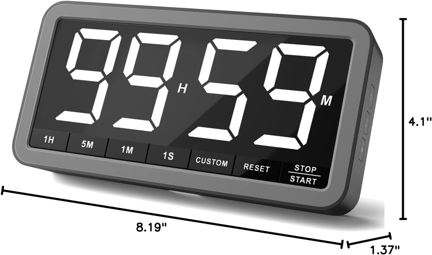 VOCOO Digital Kitchen Timer with 7.8” Extra Large Display, Magnetic LED with 3 Brightness, 4 Alarms and 3 Volume Levels, Battery Powered Countdown Count Up Timer for Cooking, Classroom, Home Gym