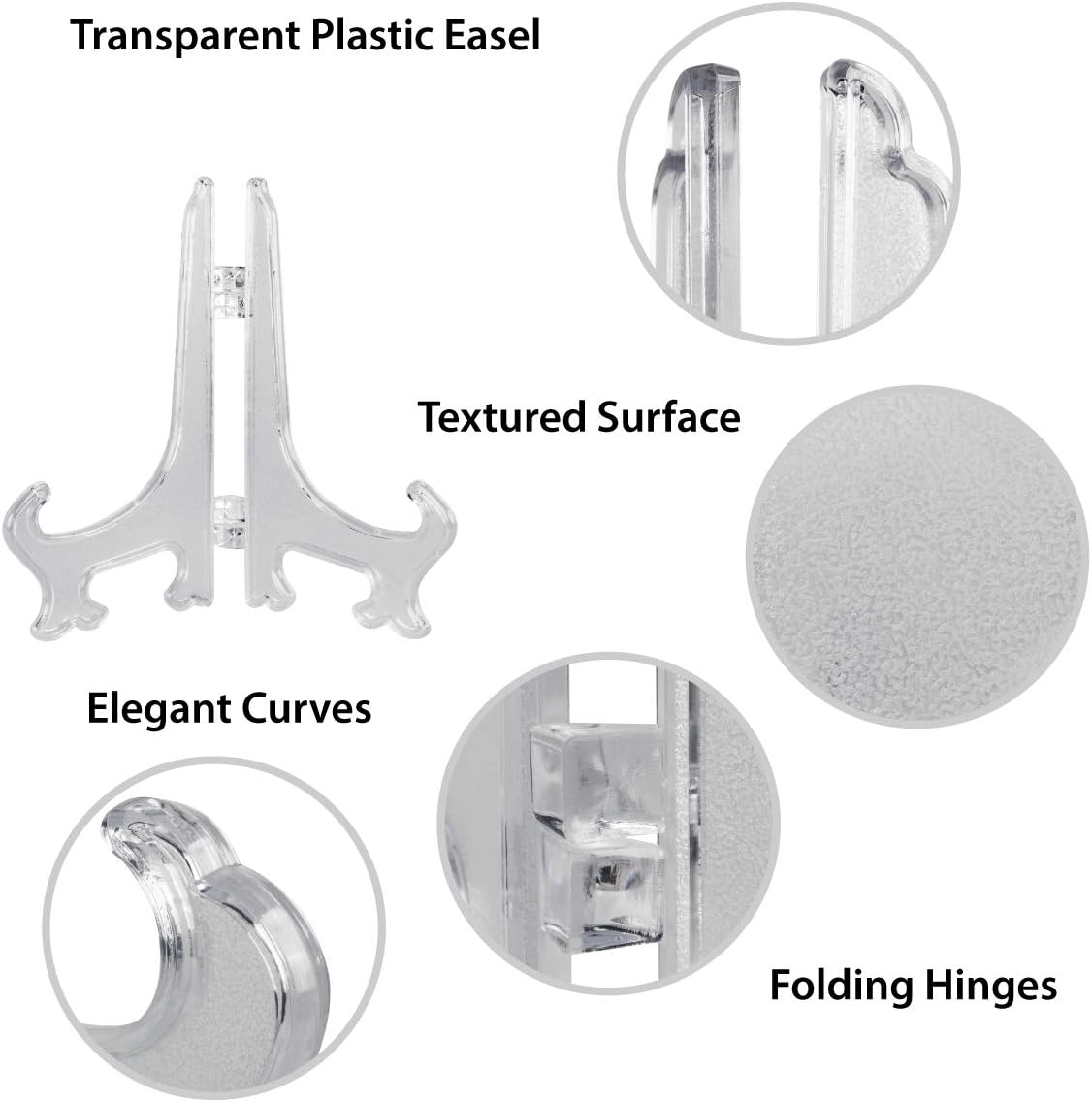 Super Z Outlet 5" Clear Plastic Easels or Stand/Plate Holders to Display Pictures or Other Items at Weddings, Home Decoration, Birthdays, Tables (24)