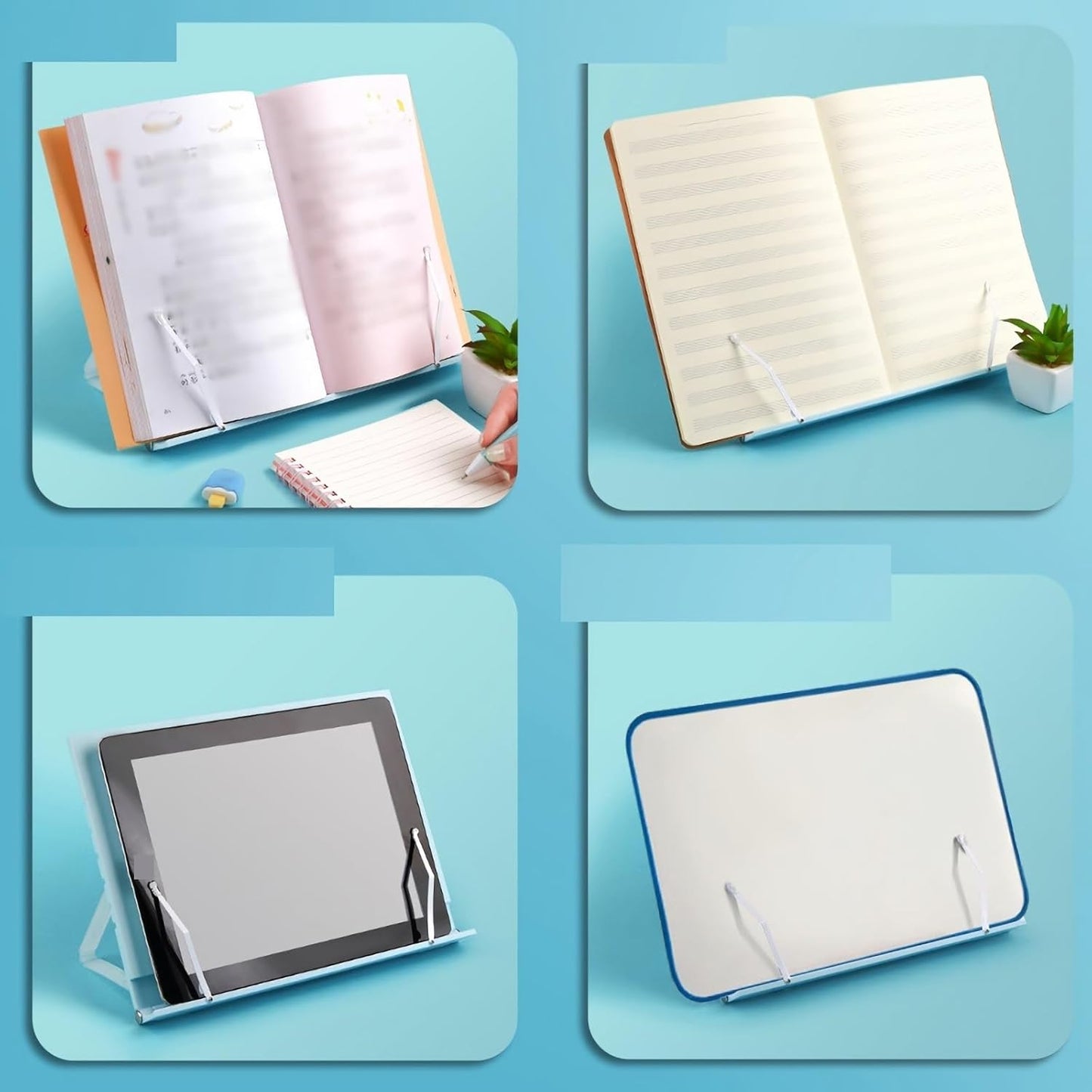 Book Stand Book Holder Hands Free Foldable Book Stand with Adjustable Angle for Textbook Document Sheet Music Magazines Tablet 10 x 8 inch