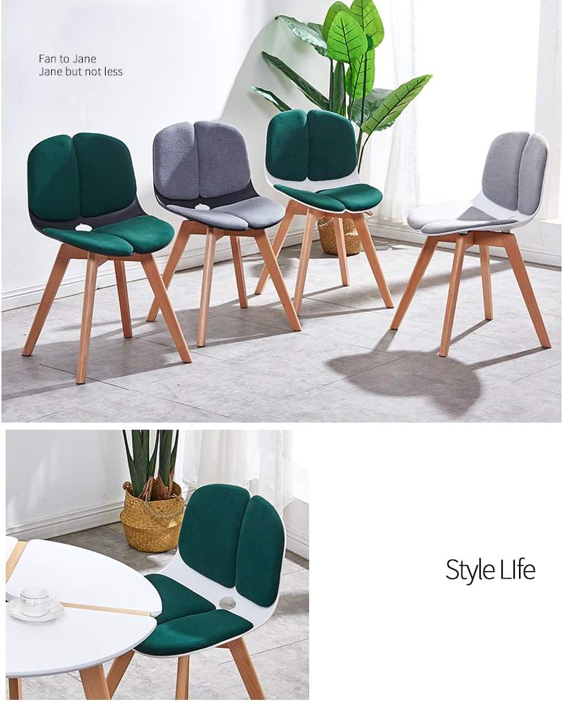 RXBFD Comfortable Chair Assembled Modern Style Dining Chair Mid Century Modern Side Chair, Lounge Plastic Chair with Upholstered, for Kitchen/Dining/Bedroom/Living Room Leisure Chair