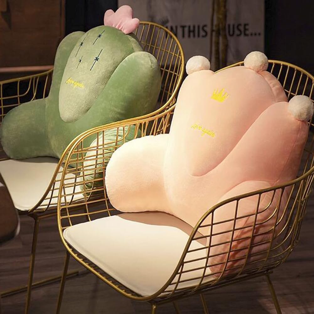Tingting's Dream Office Chair Lumbar Pillow Waist Cushion Soft Plush Sofa Bed Rest Reading Pillow Chair Back Lumbar Support Cushion (Pink Crown)