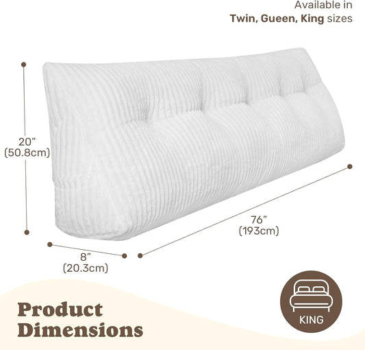 Deodar Headboard Pillow King, Wedge Pillows Headboard Triangle Reading Back Pillow with Removable Cover for Dorm Gaming Sleeping TV, Beige
