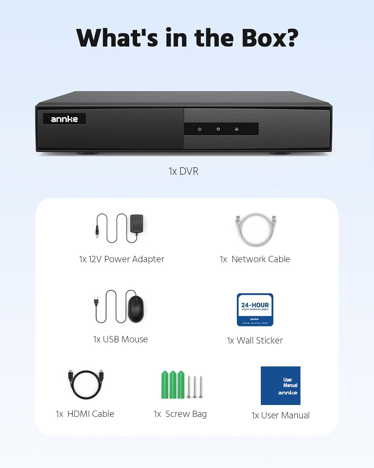 ANNKE 8 Channel DVR for Security Camera, 3K Lite Hybrid 5-in-1 CCTV Digital Video Recorder, Supports 8CH TVI/AHD/CVI/CVBS Analog and 2CH IP Cameras, 24/7 Video Recording for Home Surveillance, NO HDD