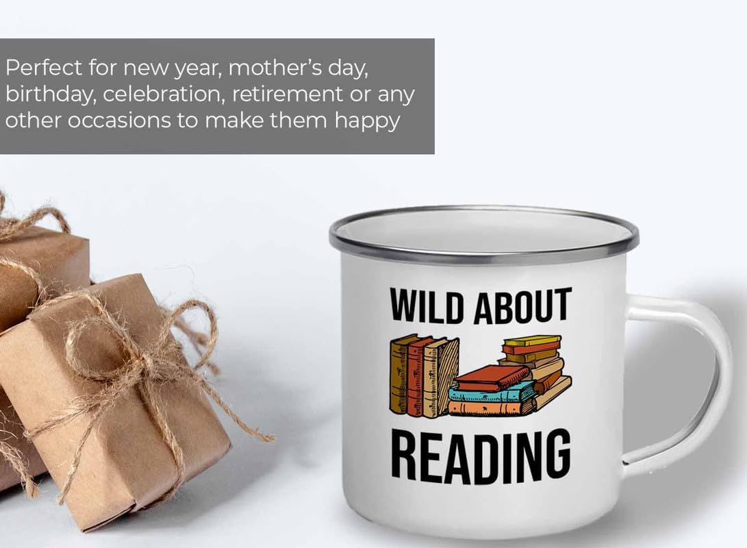 Reading Bookworm Camper Mug 12oz - Wild About Reading - Reading Reader Book Worm I Know Things Book Addict Book Lover Bookish Novelist Librarian Writer