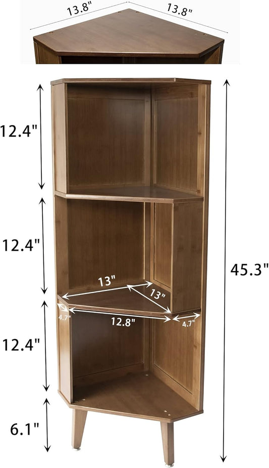 3-Shelf Industrial Corner Bookcase - A-Shaped Display Tall Bookshelf Multifunctional Storage Display Stand for Home Office & Living Room Decoration
