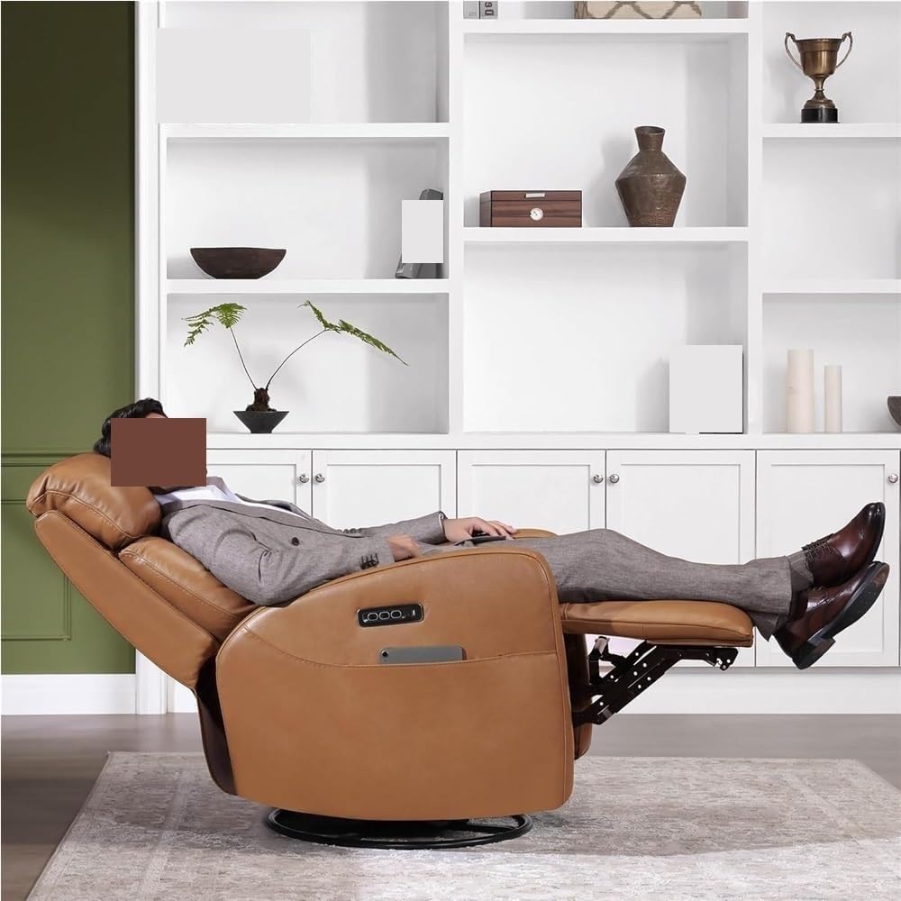 Power Recliner Chair with Swivel and Adjustable Headrest Ergonomic Plush Single Sofa for Living Room Home Theater Lounge Office and Adult Comfort Seating