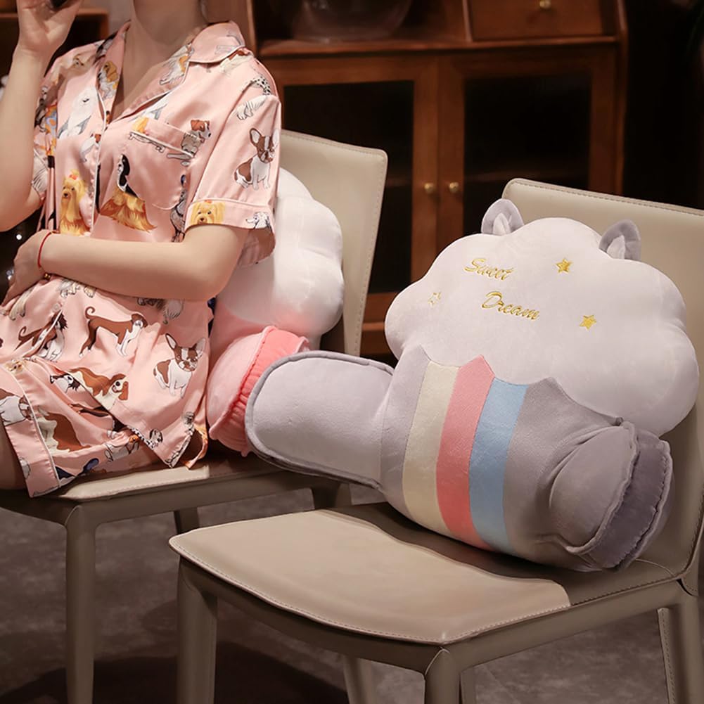 Tingting's Dream Lovely Rainbow Lumbar Support Pillow Office Chair Waist Pillow Car Lumbar Back Cushion Soft Bed Rest Reading Pillow (Gray, 65×40CM/25.59"×15.7")