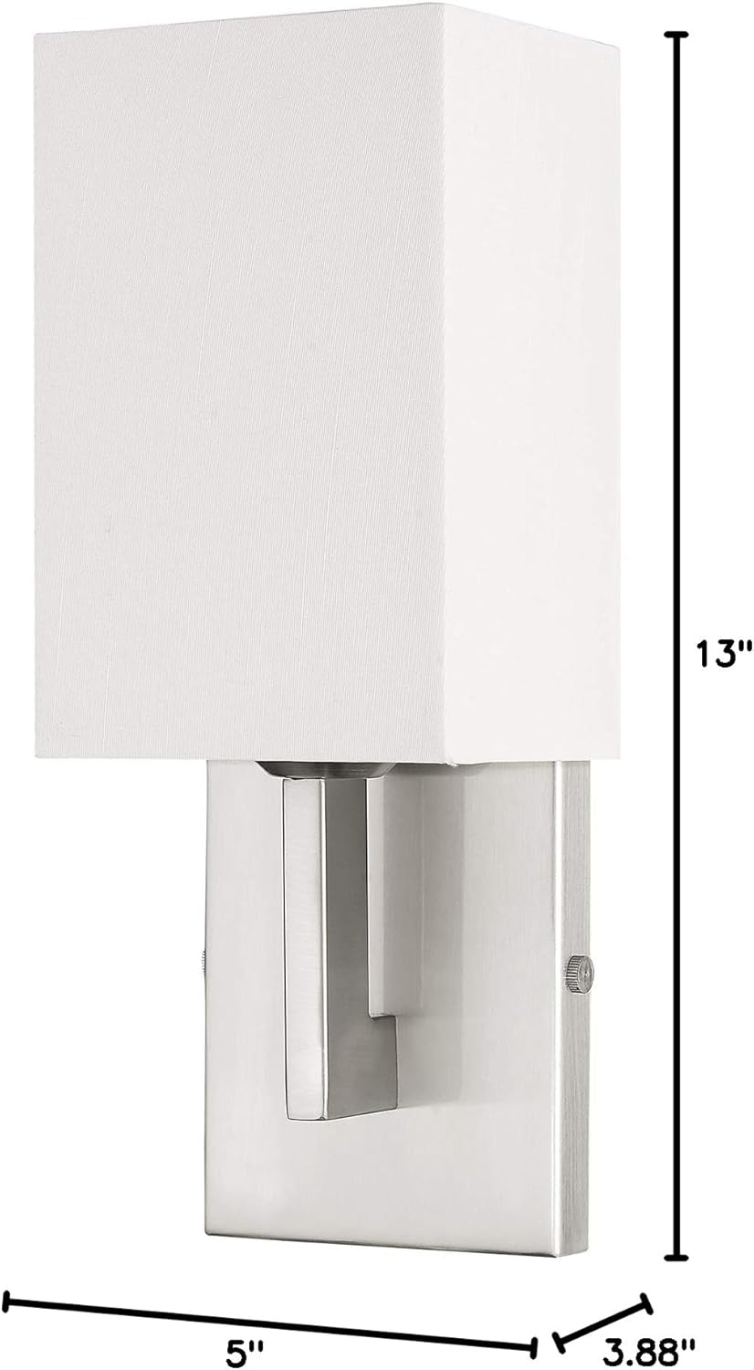 Livex Lighting 51101-91 Transitional One Light Wall Sconce from Hollborn Collection in Pwt, Nckl, B/S, Slvr. Finish, Brushed Nickel
